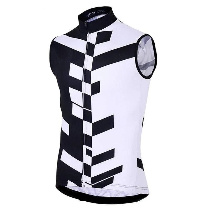 Men's Sleeveless Black White Cycling Jersey