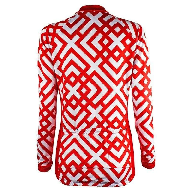 Women's Red Style Winter Cycling Jersey