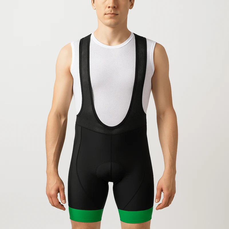 Men's Cycling Bib Shorts with Green detail