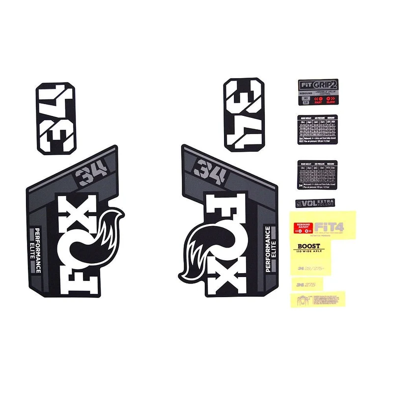 Decal Kit: 2021, 34, P-Se, Gray Logo, Matte Black Fork