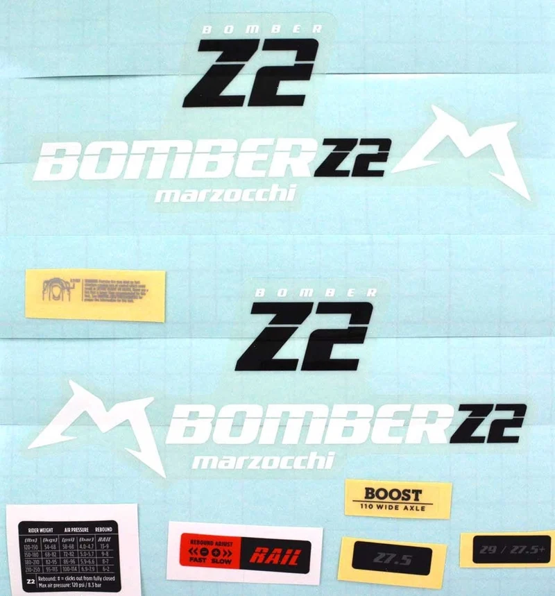 2020 Marzocchi Bomber Z2 Decal Kit | Gloss / Clear Logo