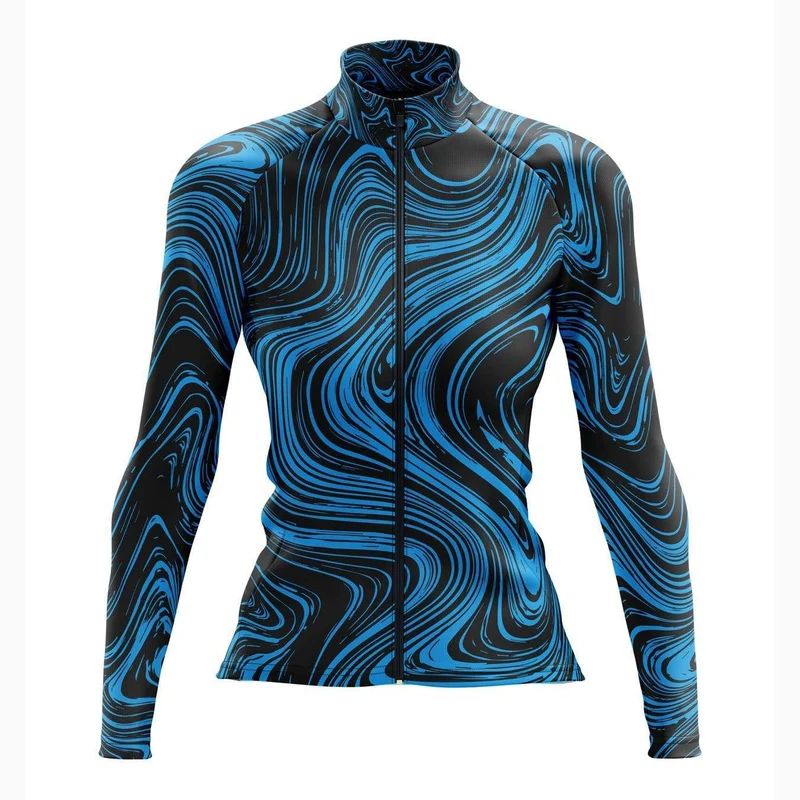 Women's Blue Spinet Long Sleeve Cycling Jersey