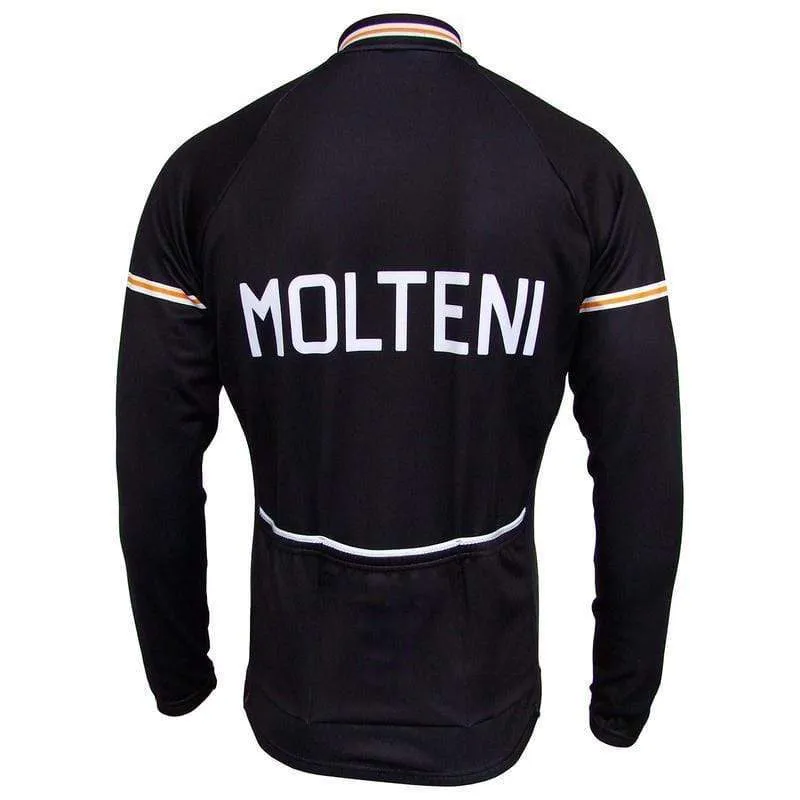 Men's Retro Molteni Orange Long Sleeve Cycling Jersey