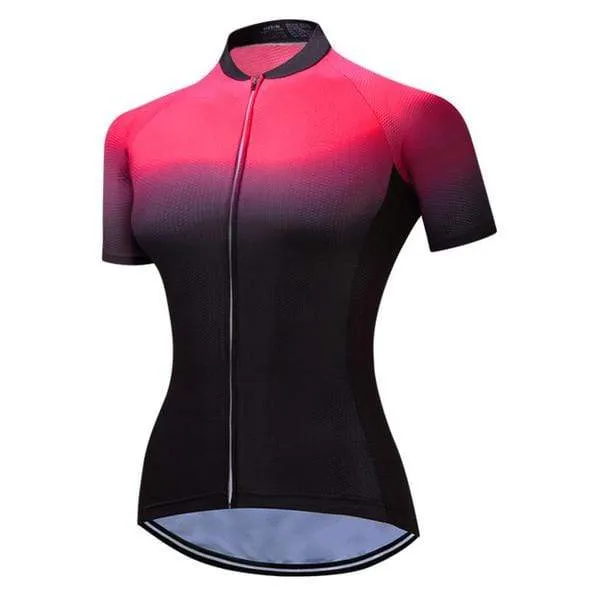 Women's Pink Gradient Short Sleeve Cycling Jersey