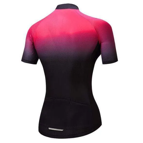 Women's Pink Gradient Short Sleeve Cycling Jersey