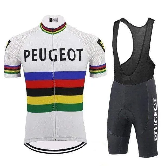 Peugeot BP Michelin White Vintage Cycling Jersey Set