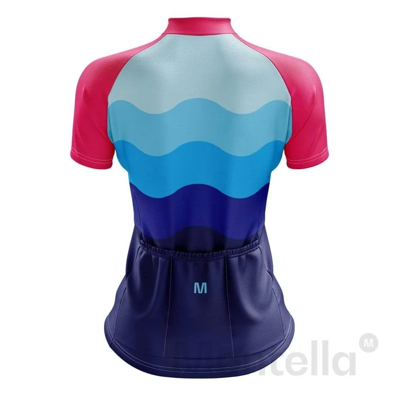 Women's Wavy Blue Cycling Jersey