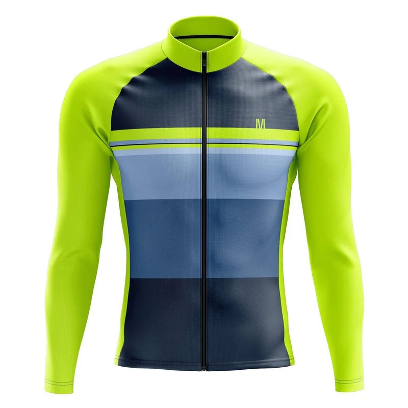 Striped Men's Long Sleeve Cycling Jersey