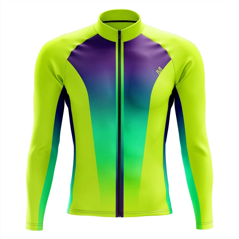 Neon Yellow Men's Long Sleeve Cycling Jersey