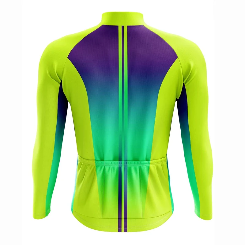 Neon Yellow Men's Long Sleeve Cycling Jersey