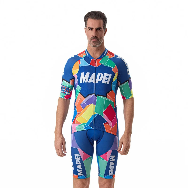 Men's Retro Team Mapei Cycling Jersey on Shorts