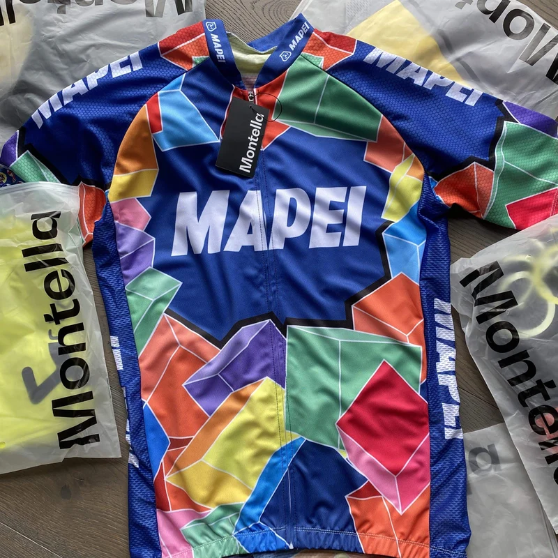 Men's Retro Team Mapei Cycling Jersey on Shorts