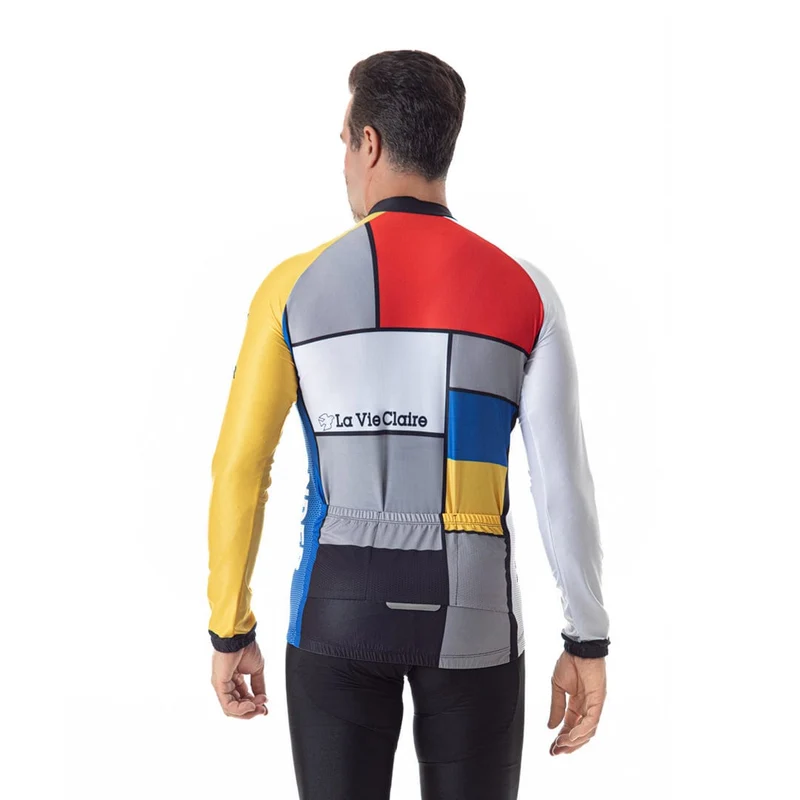 Men's Retro 1985 La Vie Claire Men's Long Sleeve Cycling Jersey