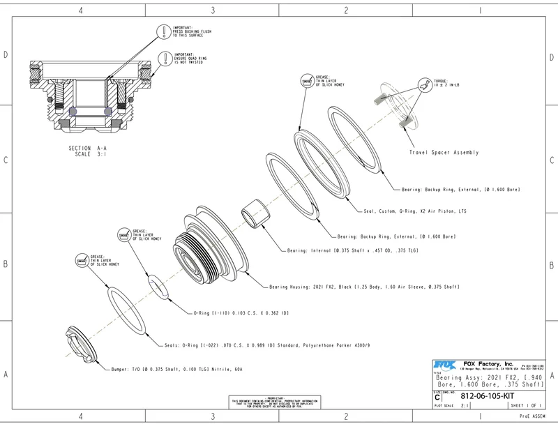 Service Set: Bearing Assy: 2021 FX2, [.940 Bore, 1.600 Bore, .375 Shaft]