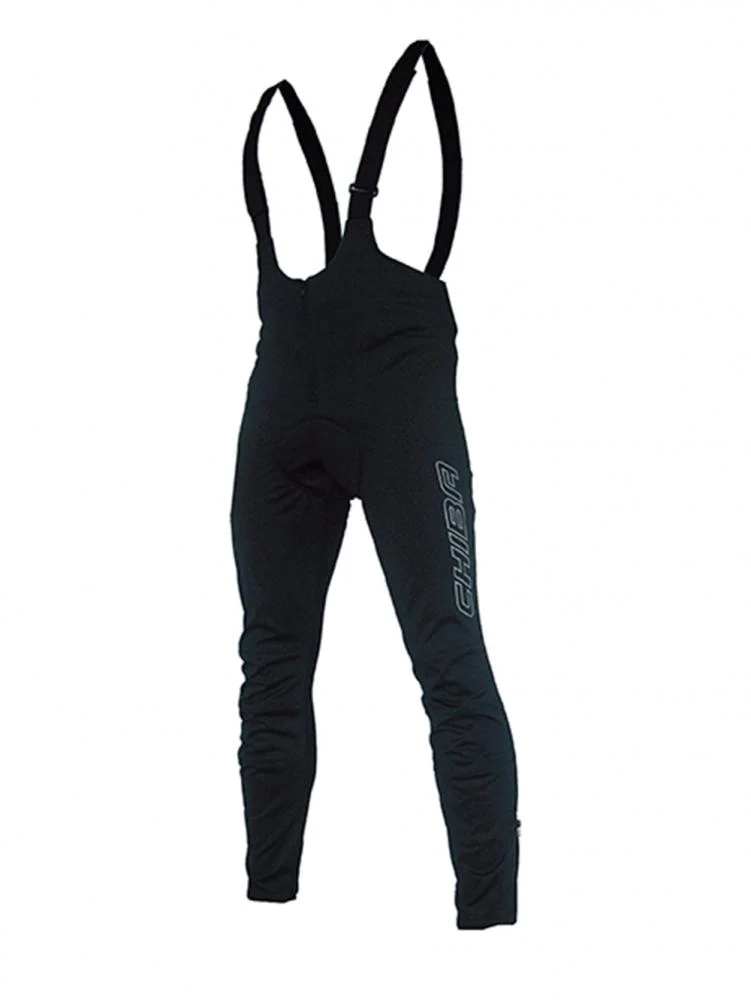 CHIBA Softshell Trägerhose - winddichte Radhose mit Trägern, XS, schwarz