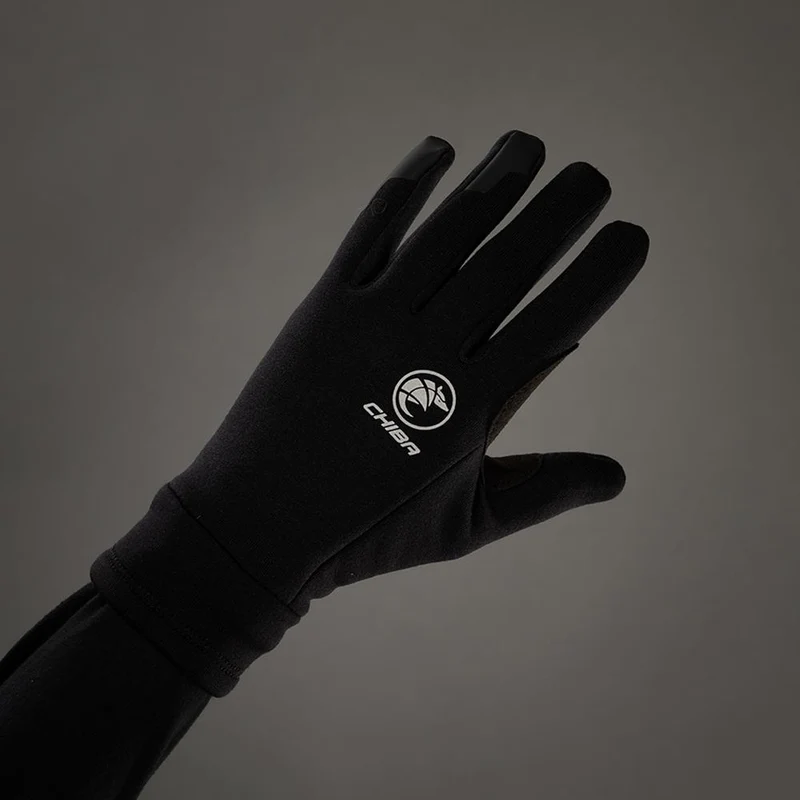 CHIBA Polarfleece - Radhandschuhe XS schwarz, Polartec-Fleece, Touchfinger, Silikondruck