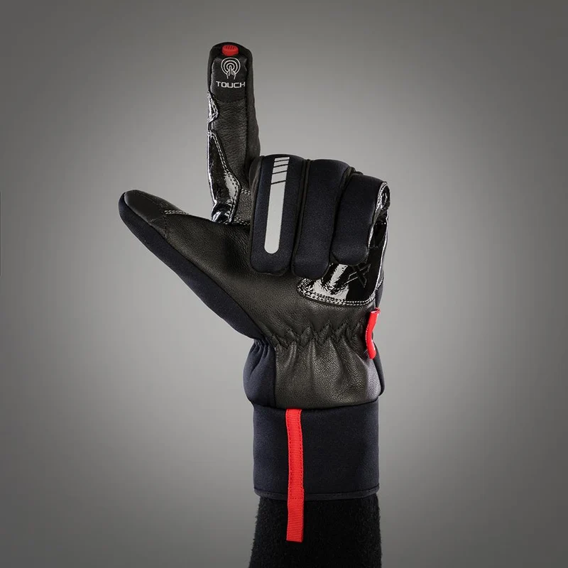 CHIBA Thermo Aktiv - Winter-Radhandschuhe schwarz, winddicht, Touchfinger, Größe L