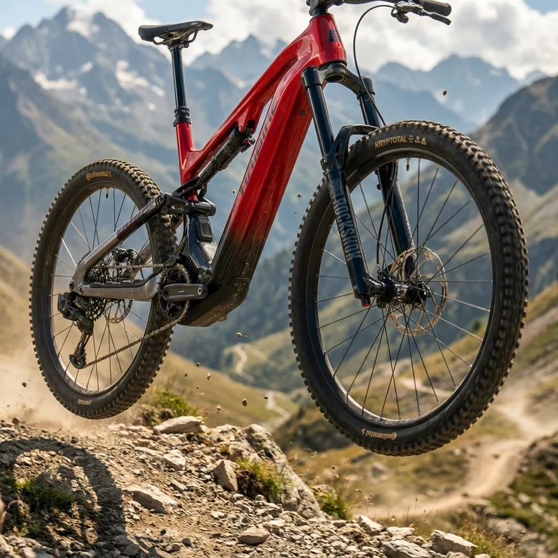 Haibike AllMtn CF 9 Fully E-MTB 29/27 - E-Mountain Bike - 5 Zoll 800 Wh Bosch Performance CX SRAM S1000 Eagle AXS 12-Gang red-black-platinum