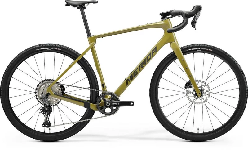 Merida Silex 7000 Gravelbike XS Low Key Green Gunmetal Grey, CF2 Carbonrahmen, Shimano GRX 12-Gang, WH-RX180 Laufräder, Maxxis Rambler 45 mm, ca 9,8 kg