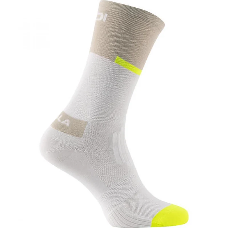 Sidi Socken NEO white sand 35-39 Weiß/Braun - atmungsaktive Radsocken mit Q-Skin