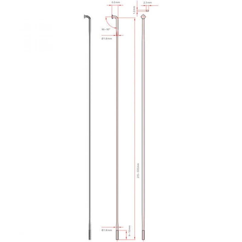 DT Swiss Speiche Aero Speed 1.8 / 1.2 262 mm silber - aerodynamische Flachspeiche