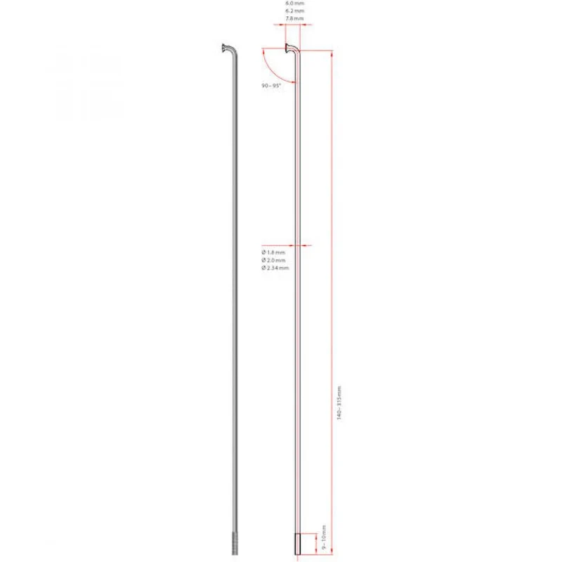DT Swiss Speiche Champion 2.0 VE100 silber 248 mm - robuste Standardspeiche für Straße & MTB