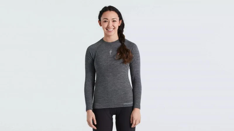 SEAMLESS MERINO BASELAYER LS WMN GRY S/M - Bekleidung