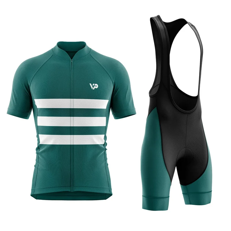 Dark Green Lines Cycling Kit