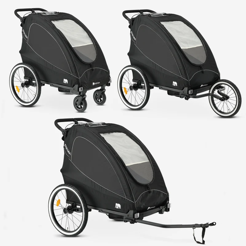 Luxus-Fahrradanhänger, 3-in-1-Kinderwagen und Jogger – Schwarz