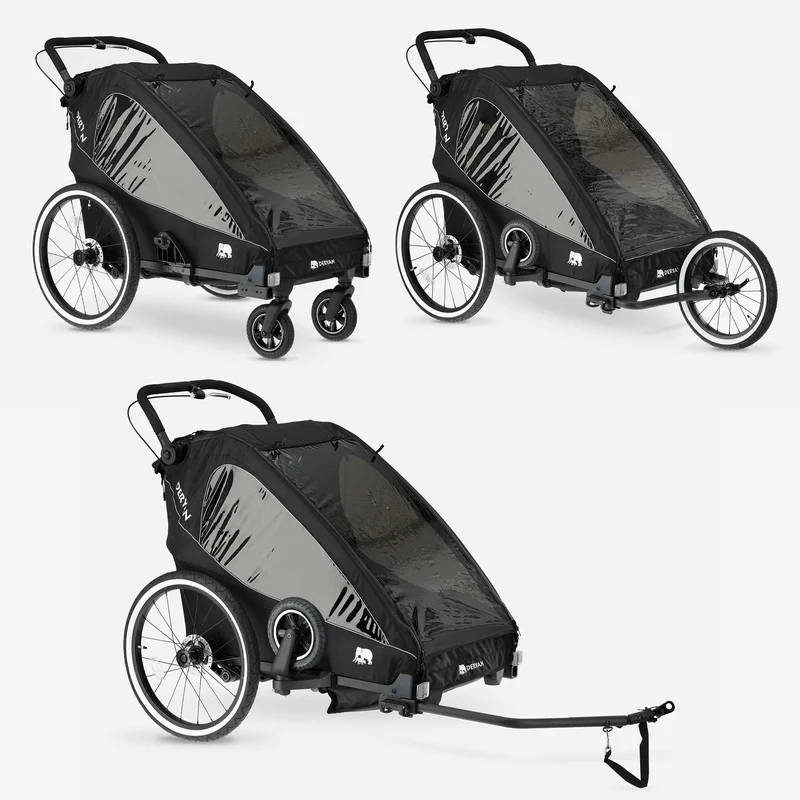 Luxus-Fahrradanhänger V2 – Wanderwagen – Laufkinderwagen Schwarz