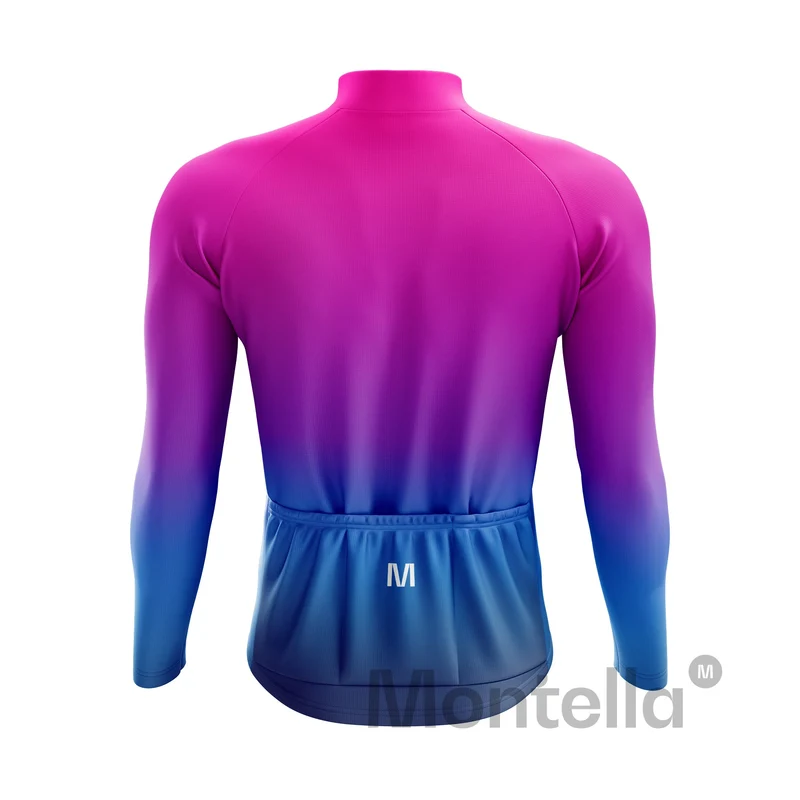 Men's Pink Gradient Long Sleeve Cycling Jersey