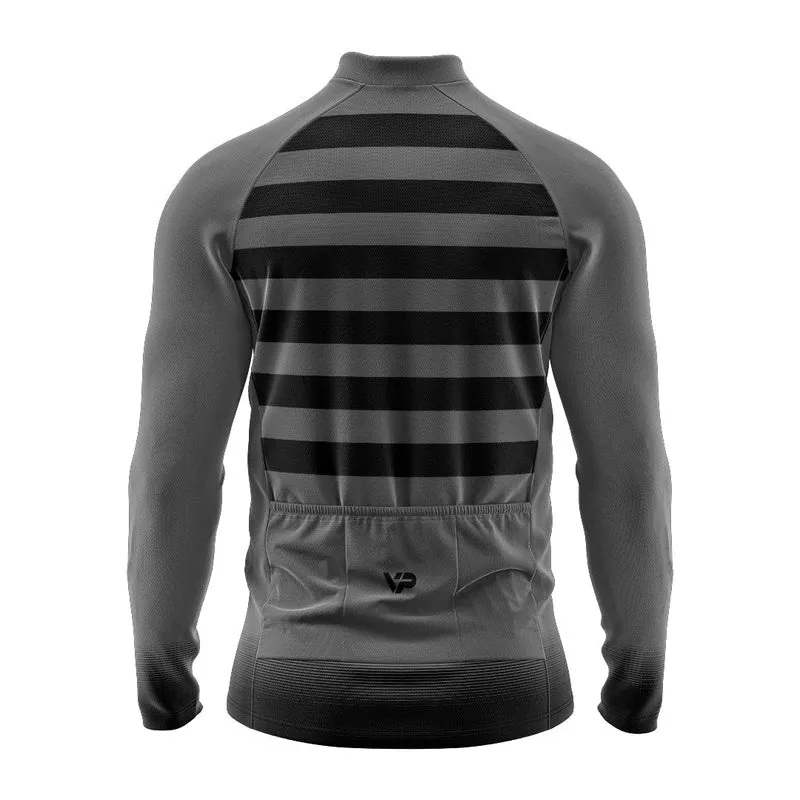 Grey Stripes Long Sleeve Cycling Jersey