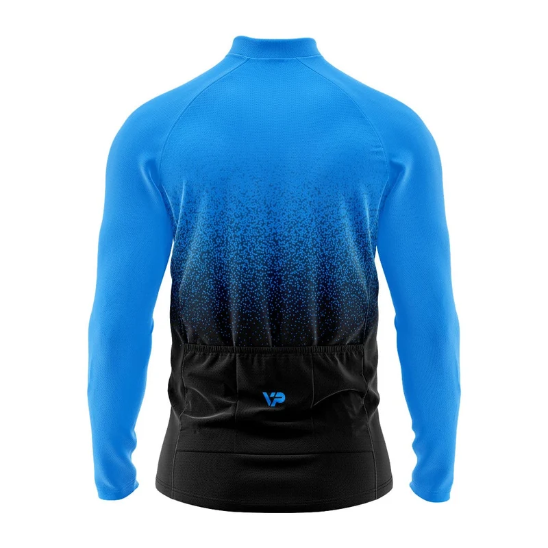 Blue Gradient Long Sleeve Cycling Jersey