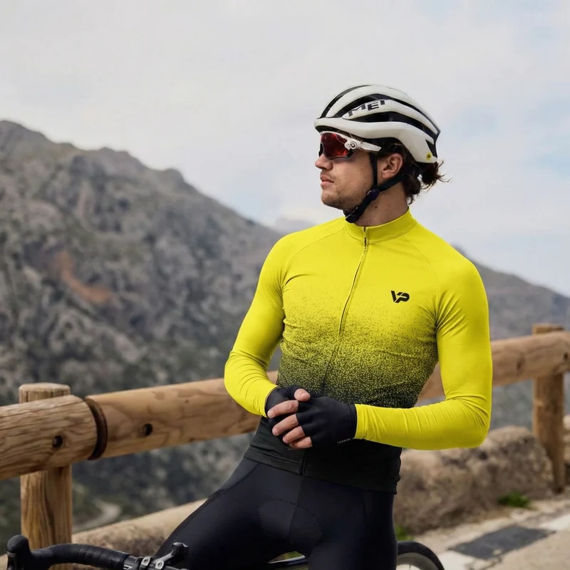 Yellow Gradient Long Sleeve Cycling Jersey