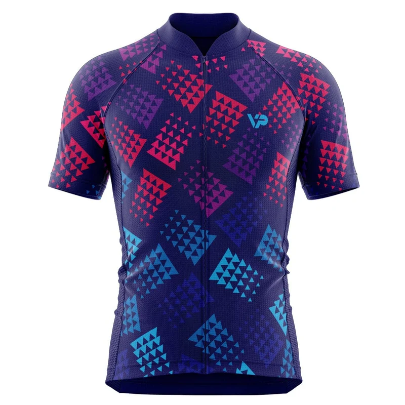 Purple Blue Pattern Cycling Jersey