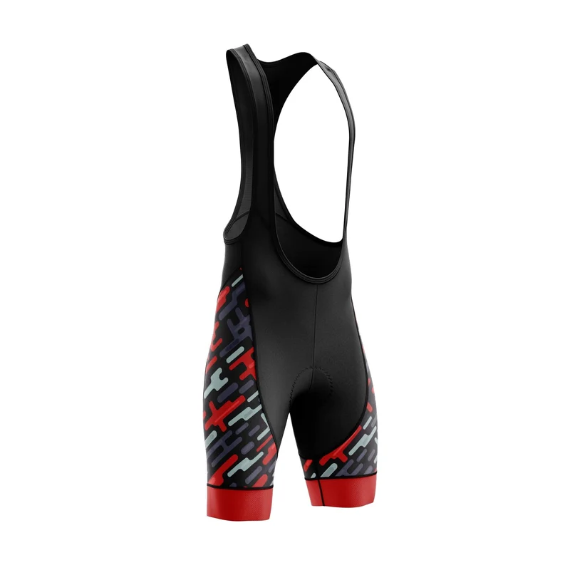 Red Pattern Cycling Bib Shorts