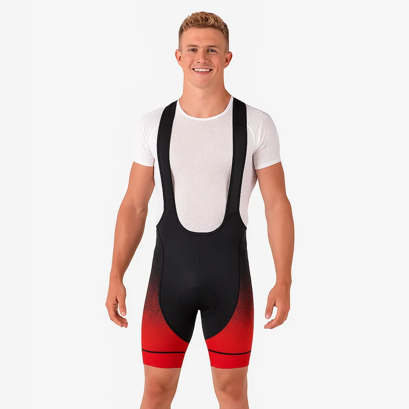 Red Gradient Cycling Bib Shorts