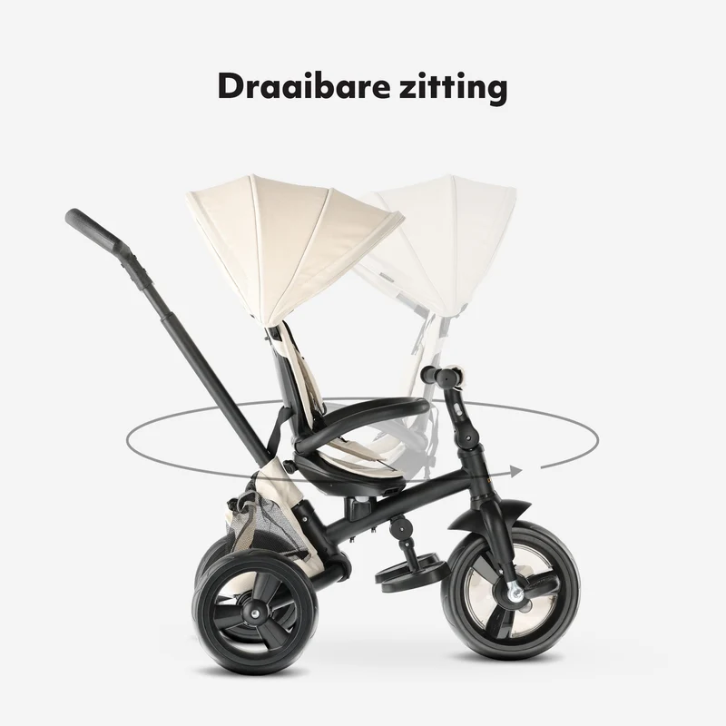 Explorer Luxe Dreirad mit Schiebestange - Faltbar mit Körbchen Creme
