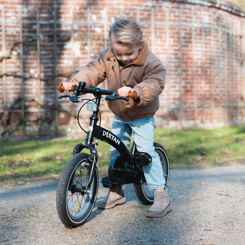 Luxus Kinderfahrrad 12 Zoll - 3 in 1 - Laufrad Schwarz