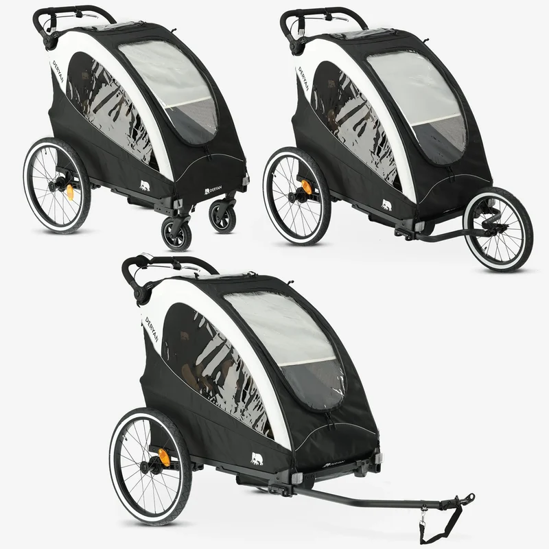 Luxus-Fahrradanhänger, 3-in-1-Kinderwagen und Jogger – Schwarz/Creme