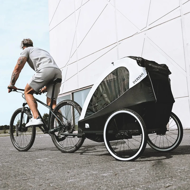Luxus-Fahrradanhänger, 3-in-1-Kinderwagen und Jogger – Schwarz/Creme