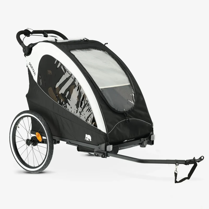 Luxus-Fahrradanhänger, 3-in-1-Kinderwagen und Jogger – Schwarz/Creme