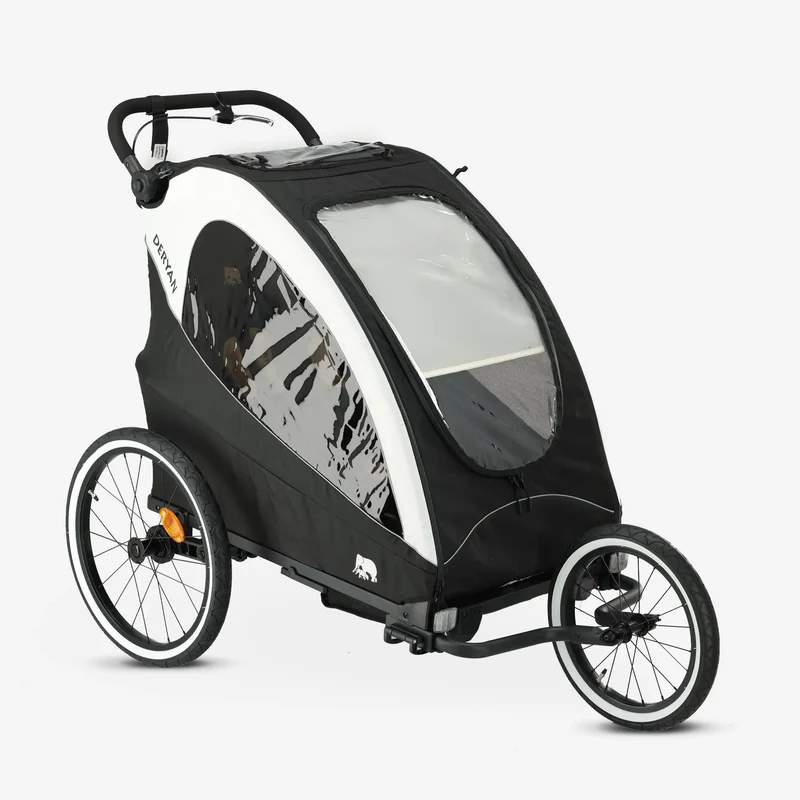 Luxus-Fahrradanhänger, 3-in-1-Kinderwagen und Jogger – Schwarz/Creme