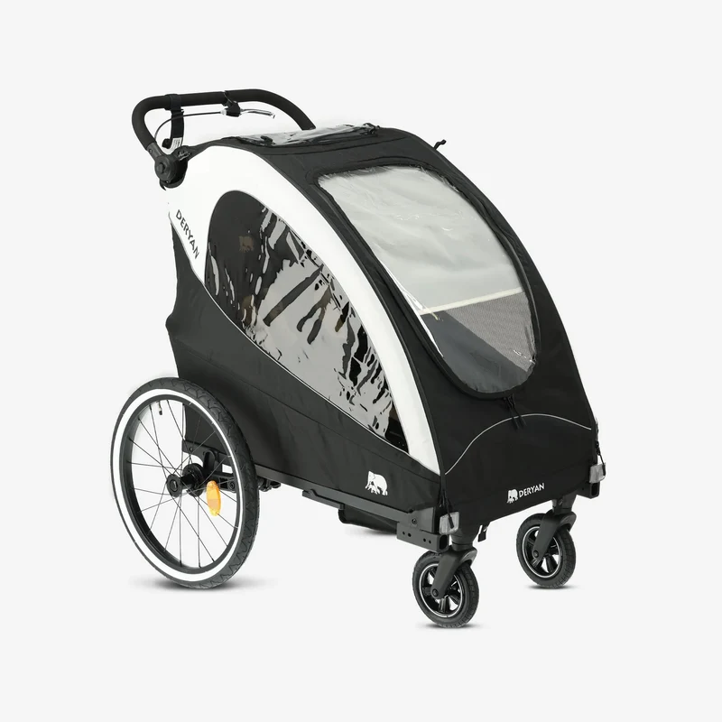 Luxus-Fahrradanhänger, 3-in-1-Kinderwagen und Jogger – Schwarz/Creme