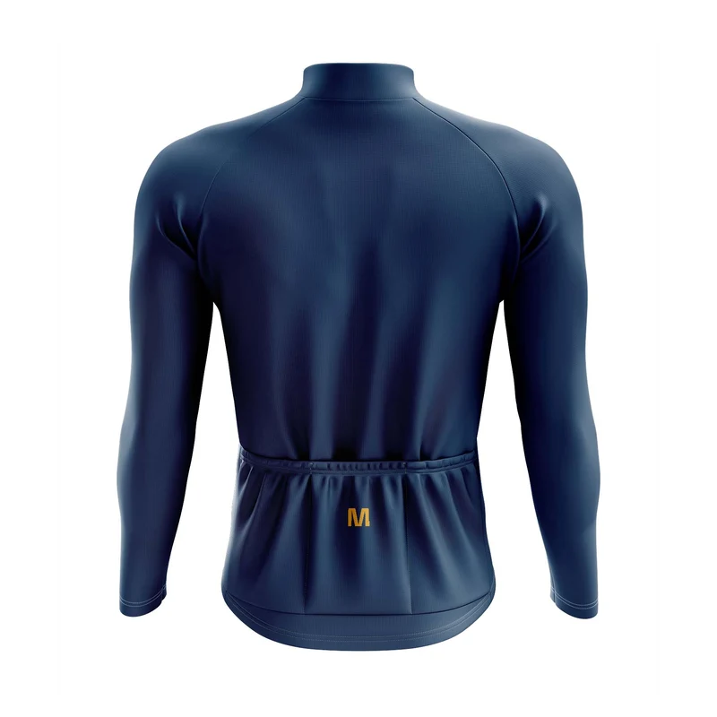 Men's Dark Blue Long Sleeve Cycling Jersey