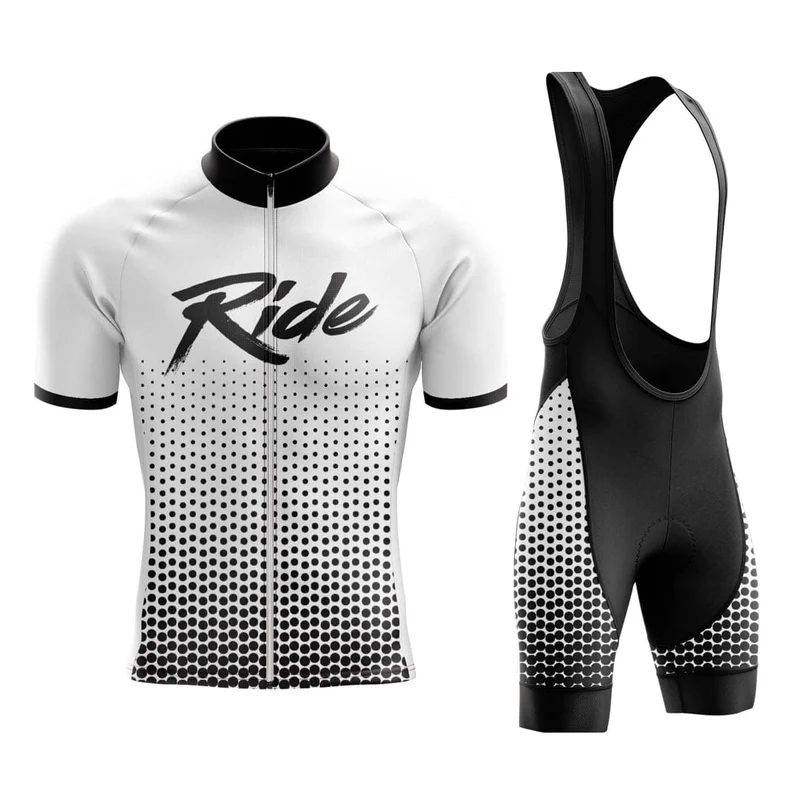 Men's White Ride Cycling Jersey or Bib Shorts
