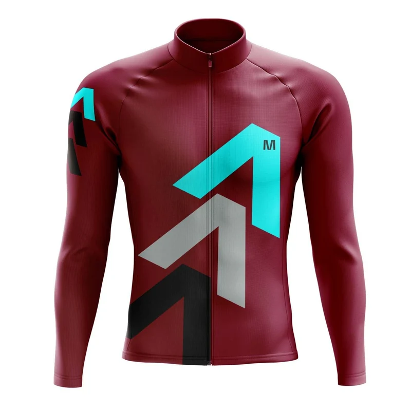 Men's Burgundy Arrows Long Sleeve Cycling Jersey
