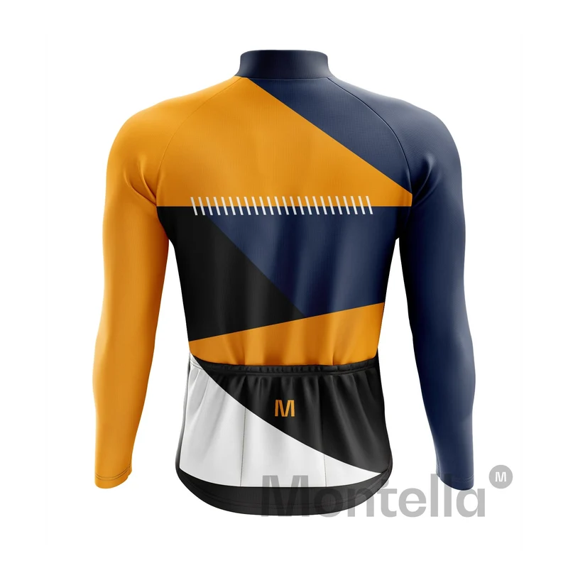 Men's Yellow Side Long Sleeve Cycling Jersey