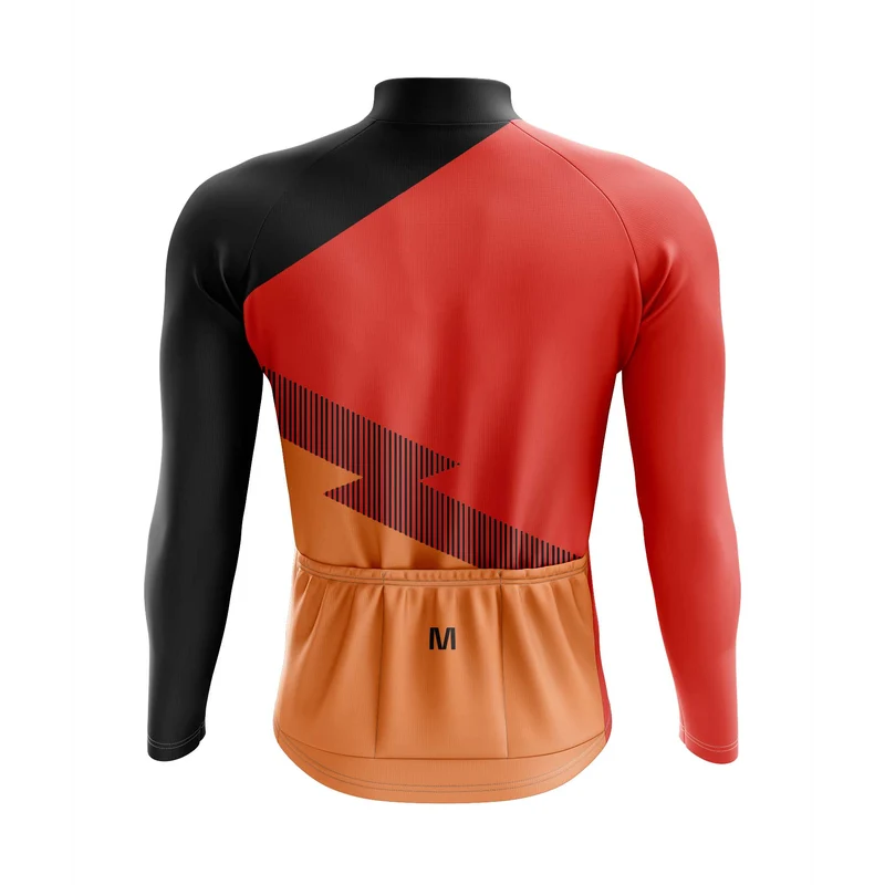 Men's Orange Side Long Sleeve Cycling Jersey