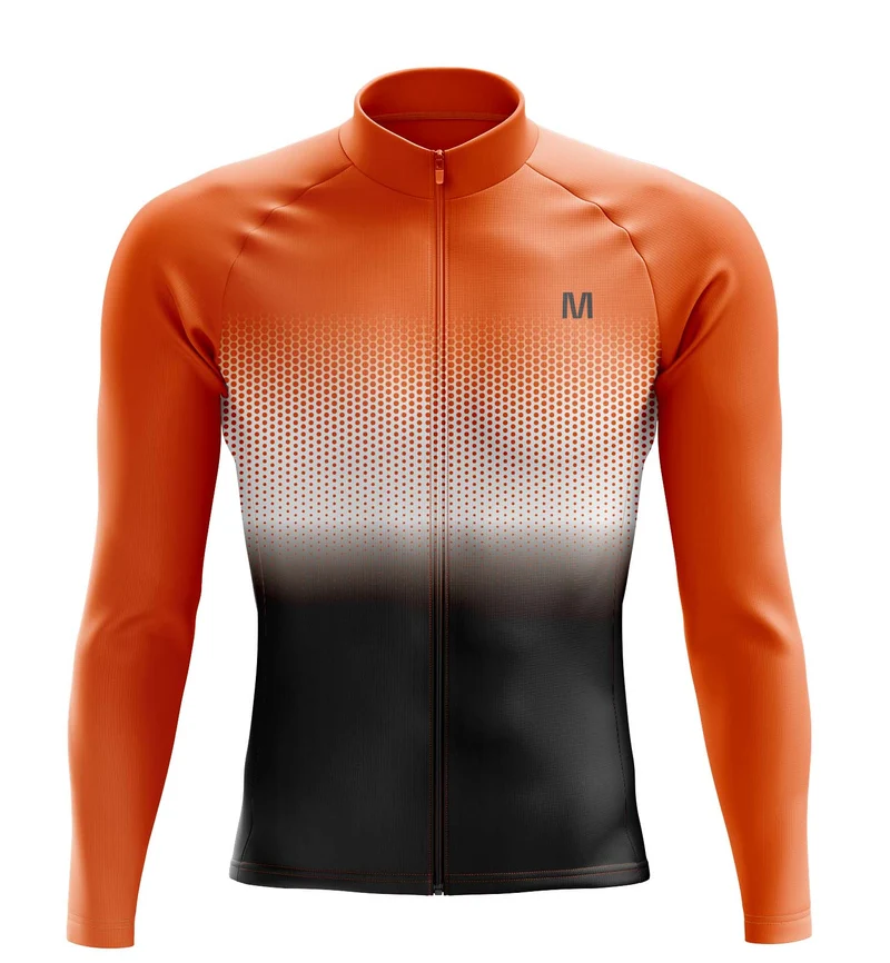 Men's Orange Gradient Long Sleeve Cycling Jersey